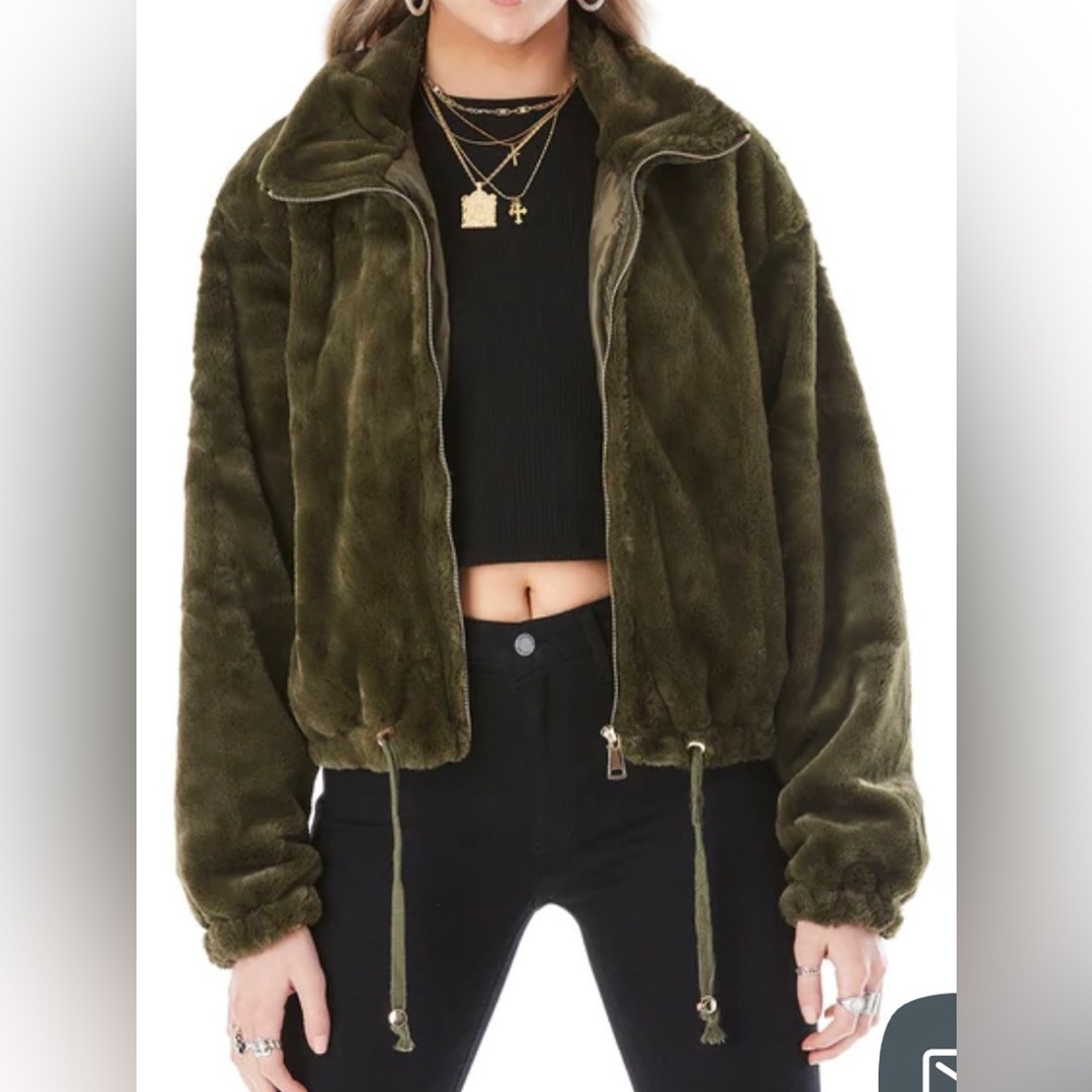 Carmar Zip Front Fur Crop Jacket - Size L